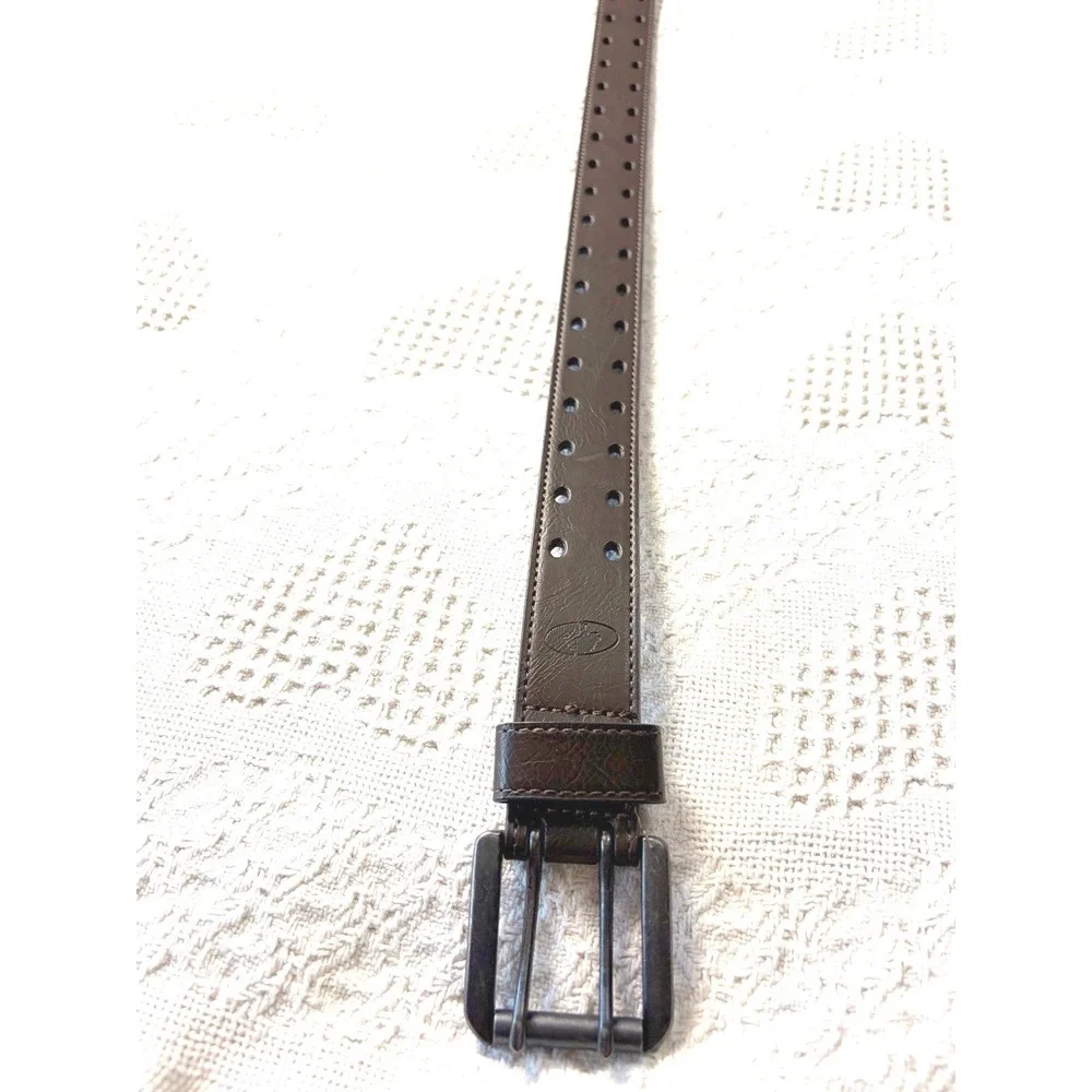Mossy Oak Men's Brown Bonded Leather Belt‎ Sz 32-34 Double Prong Casual Gorpcore
